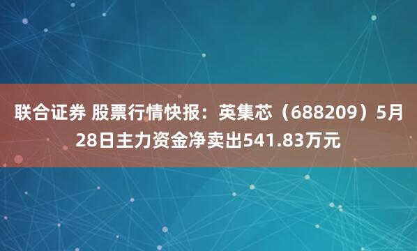 联合证券 股票行情快报：英集芯（688209）5月28日主力资金净卖出541.83万元